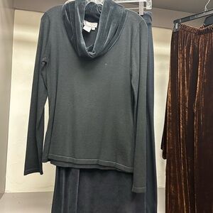 Charcoal Cowl Neck Sweater/Skirt Athleisure Set